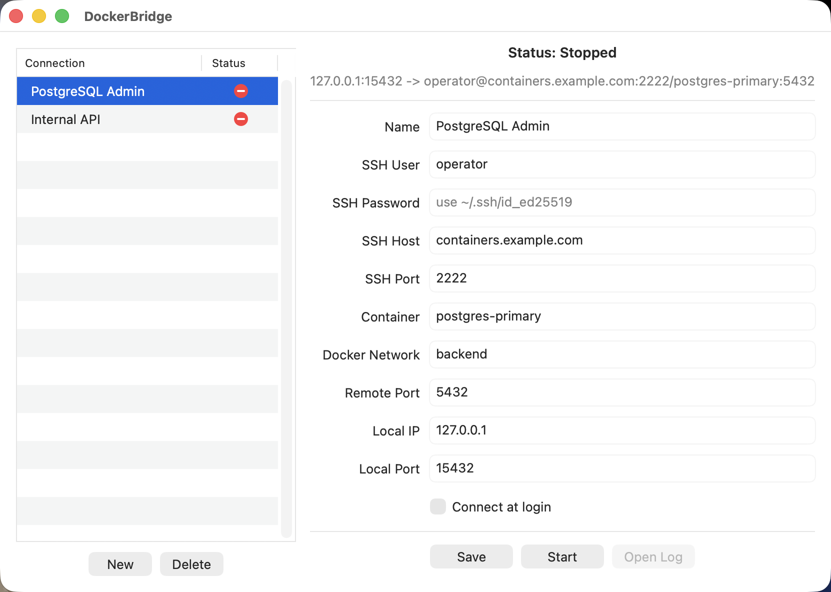 DockerBridge connection manager